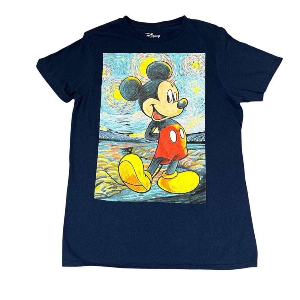 Disney Mickey Mouse Van Gogh T-Shirt Size S Navy Art to Wear Starry Starry Night